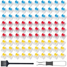 90 Stuks Toetsenbord Klikkers Set met Pincet en Borstel, Klikkers voor 3D Printen, Toetsenbord Schakelaars 30Blauw +30Geel +30Rood