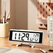Digitaler Wecker - LCD-Display Desktop-Elektronikuhren mit Hintergrundbeleuchtung, Batteriebetrieben, 12/24-Stunden Datumsanzeige