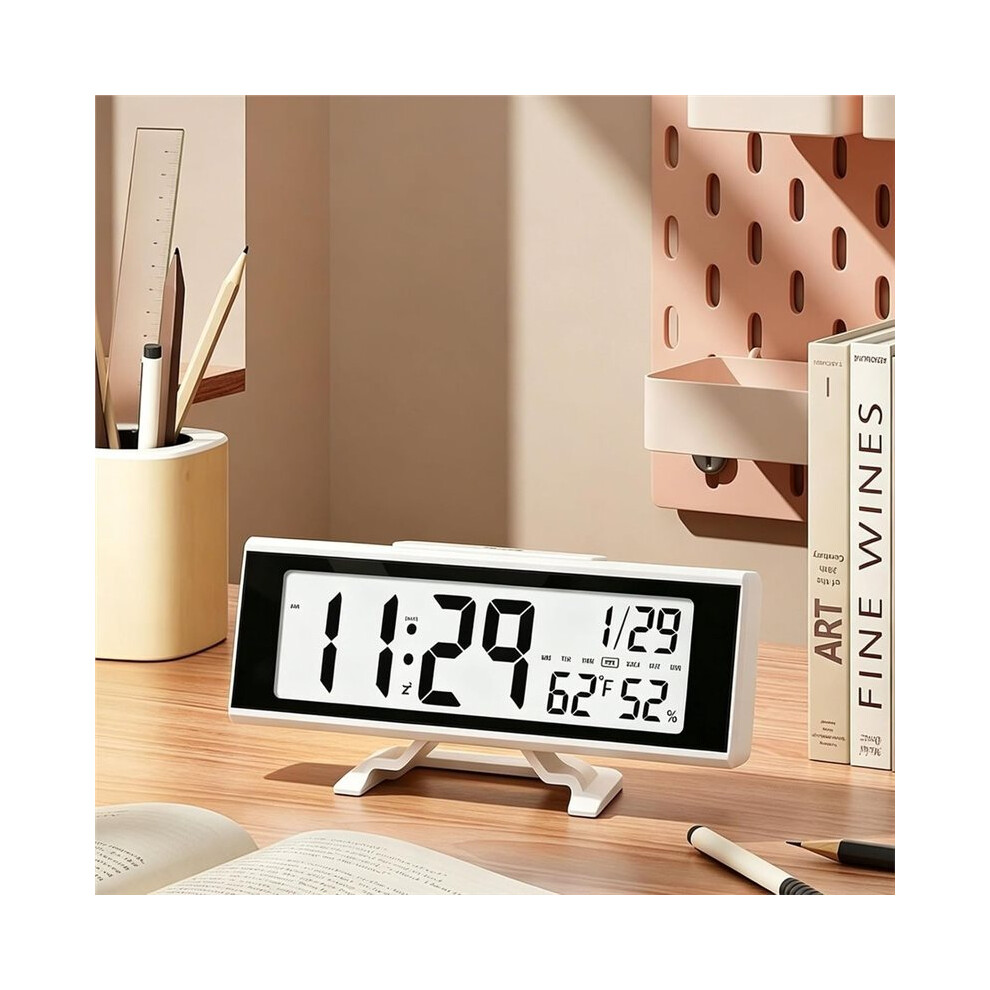 Photos - Battery Digital Alarm Clock - LCD Display Desktop Electronic Clocks with Backlight, -Powered, 12/24-Hour Date Day