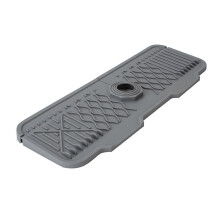 (Grey) Kraanspatmat, siliconen, schuin ontwerp, spatbestendige afwatering, voor keuken, badkamer, wasruimte, camper
