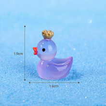 (S-Purple, 20pcs) Mini Fluorescent Crown Duck Ornament, Pastoral Style Resin Animal Figure, 10/20/50PCS