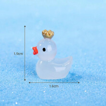 (S-White, 20pcs) Mini Fluorescent Crown Duck Ornament, Pastoral Style Resin Animal Figure, 10/20/50PCS