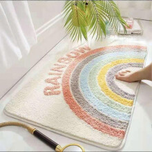 (Colorful Arcs) Indoor Door Mat Anti Slip Front Door Rug 60x40cm Chenille Washable for Entrance Hall