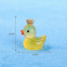 (L-Yellow, 50pcs) Miniaturowa fluorescencyjna ozdoba w kształcie kaczki w kształcie korony, figurka z żywicy w stylu pasterskim, 10/20/50 szt.