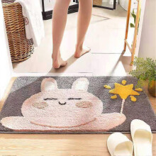 (Rabbit and Star) Indoor Door Mat Anti Slip Front Door Rug 60x40cm Chenille Washable for Entrance Hall