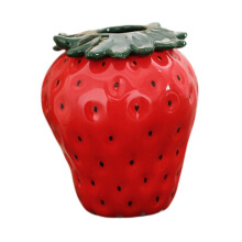 (Red, Small) Vaso Decorativo de Cerâmica em Formato de Morango Vermelho para Centro de Mesa Sala de Estar Quarto