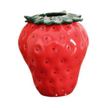 (Red, Large) Vaso Decorativo de Cerâmica em Formato de Morango Vermelho para Centro de Mesa Sala de Estar Quarto