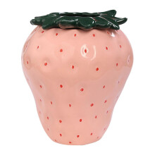 (Pink, Large) Vaso Decorativo de Cerâmica em Formato de Morango Vermelho para Centro de Mesa Sala de Estar Quarto