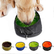 (black) Collapsible Dog Bowl for Travel, Portable Folding Water Dish with Carabiner
