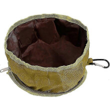 (green) Collapsible Dog Bowl for Travel, Portable Folding Water Dish with Carabiner