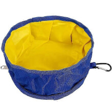 (blue) Collapsible Dog Bowl for Travel, Portable Folding Water Dish with Carabiner