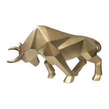 (Gold) Stier-Statue, moderne abstrakte Stier-Skulptur aus Kunstharz, für Wohnzimmer, Büro und Außenbereich, 33 cm x 10 cm x 19 cm