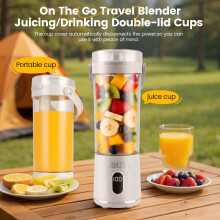 Rechargeable Portable Blender 600ml, Cordless USB Mini Smoothie Blender with 12 Stainless Steel Blades, Personal Juicer Cup for Home Office Travel
