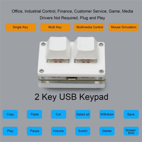 Keyboard 2 Keys USB  Ergonomic Backlit Keyboard Gaming Office Media, Programmable, Injection Molded Keycap B 1