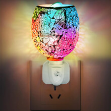 Electric Wax Melt Burner Plug In LED Light, Glass Aroma Diffuser Lamp with UK Plug, Essential Oil Warmer for Home Bedroom Office Decor Mosaic Rainbow