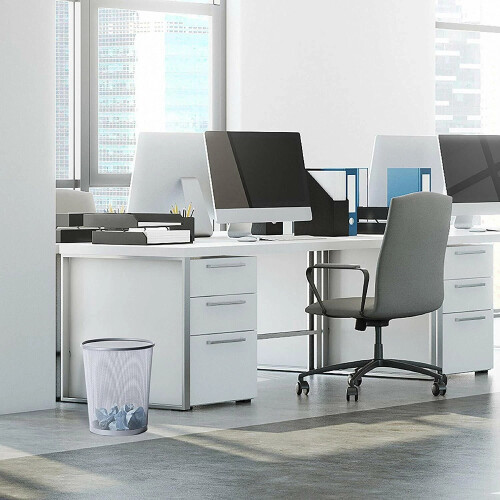 Circular Mesh Wastebasket Trash Can, Waste Basket Garbage Can Bin for Bathrooms, 2