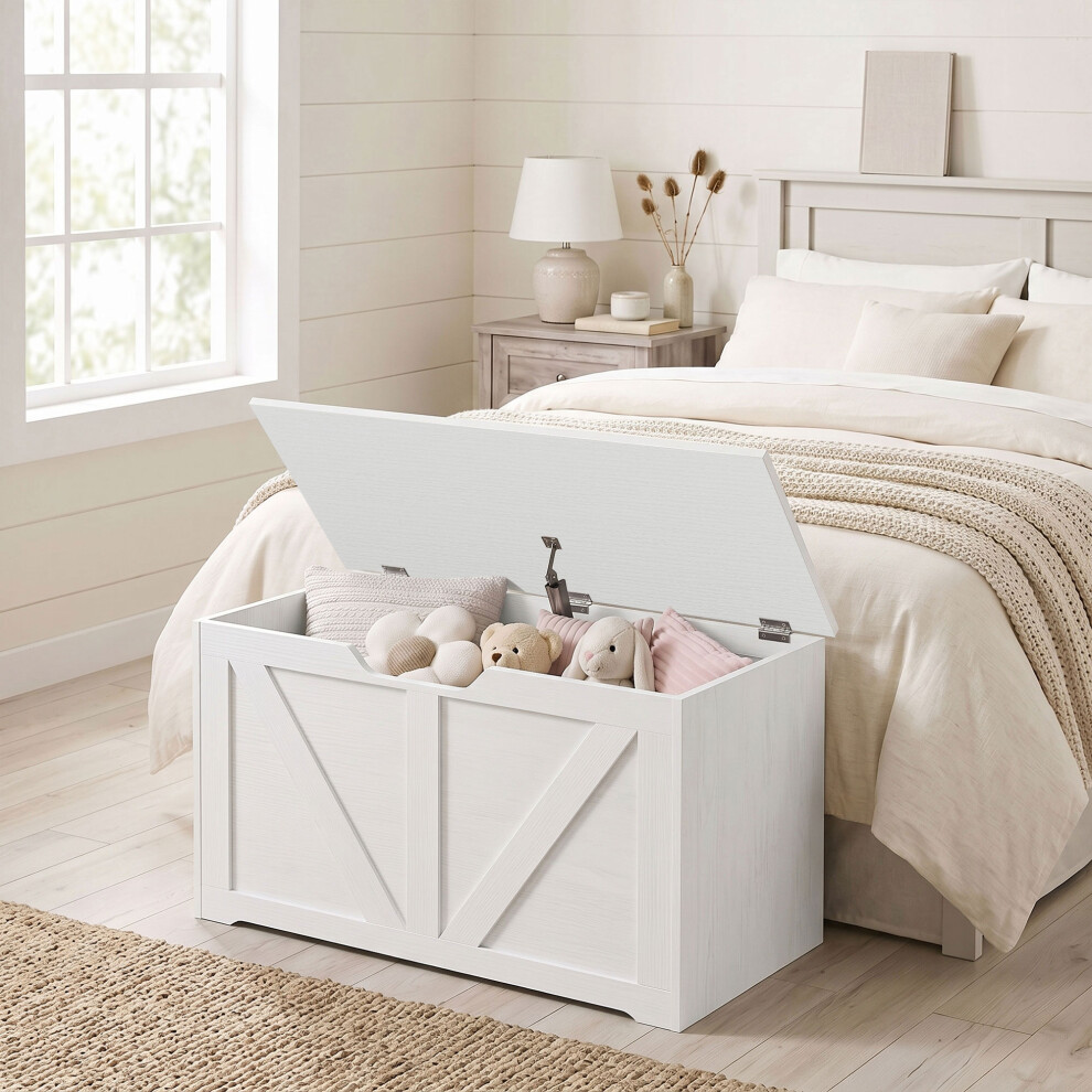 Homcom Unisex White Storage Trunk For Living Room, With Safety Hinge, 80Cm, - Image 5