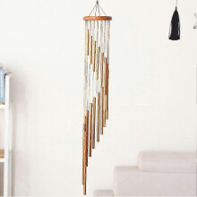 (gold) Carrilhão de Vento Espiral 12 Tubos Alumínio Pinho Dourado Prata Decoração Jardim Interior Exterior 55cm