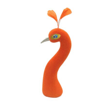 (orange) Simulated Peacock Head Model, 9.5x30cm Foam Floral Arrangement Decor Figurine for Wedding Car, Events Florist Displays