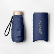 (Navy Blue) Reisparaplu met UV-bescherming UPF 50+ voor regen en zon, compact en draagbaar, 92 cm