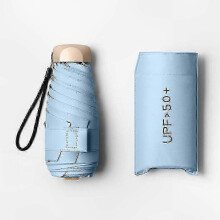(Light Blue) Reisparaplu met UV-bescherming UPF 50+ voor regen en zon, compact en draagbaar, 92 cm