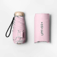 (Light Pink) Reisparaplu met UV-bescherming UPF 50+ voor regen en zon, compact en draagbaar, 92 cm