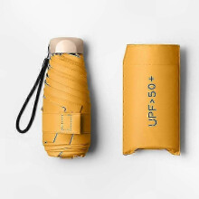(Yellow) Reisparaplu met UV-bescherming UPF 50+ voor regen en zon, compact en draagbaar, 92 cm