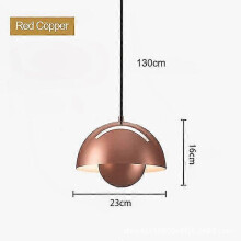 (Red Copper, Warm White 3000K) Pendant Light for Kitchen Island Modern Semicircular Flower Pot Metal Cord