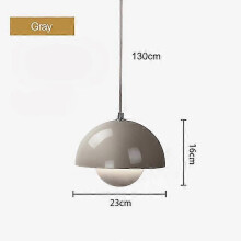 (Gray, Cool White 6000K) Pendant Light for Kitchen Island Modern Semicircular Flower Pot Metal Cord