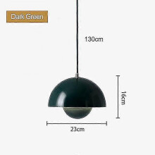 (Dark Green, Warm White 3000K) Pendant Light for Kitchen Island Modern Semicircular Flower Pot Metal Cord