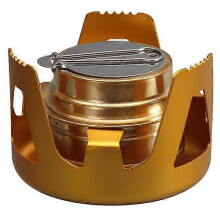 (Brass Stove) Réchaud à alcool portable mini, alliage d'aluminium monobloc ultraléger, pour cuisson en randonnée et camping extérieur