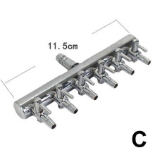 (6 heads) Distribuidor de Controle de Fluxo de Ar para Aquário, Manifold de Bomba de Ar em Aço Inoxidável 2-12 Vias para Aquicultura