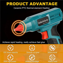 Cordless Hot Glue Gun for 20V Battery Digital Display Temperature Adjustable Heavy Duty Glue Gun for DIY Crafts