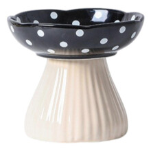 (Black) Mushroom Cat Bowl Elevated Raised Feeder Dish for Pets 300ml Capacity
