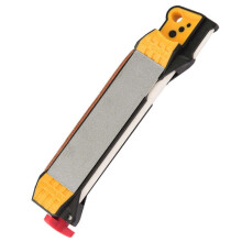 (yellow) Portable Knife Sharpener, Diamond Sharpening Stone, Double Sided Abrasives, Ergonomic Grip, for Camping Hunting Kitchen, 17x3cm