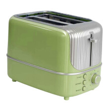 (Green) 2 Slice Toaster, Compact Home Use Breakfast Machine, 9 Browning Settings, Removable Crumb Tray, Food Safe, Wide Slots for Bagels, EU Plug