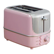 (Pink) 2 Slice Toaster, Compact Home Use Breakfast Machine, 9 Browning Settings, Removable Crumb Tray, Food Safe, Wide Slots for Bagels, EU Plug