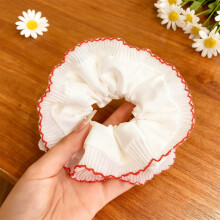 (31 Red Lace Scrunchie 14cm) Lace Scrunchie for Women, Elastic Hair Tie, Ballet Style Headwear