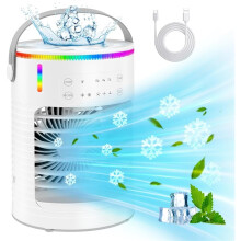 Mini ventilatore evaporativo 3 velocità USB umidificatore LED 7 colori timer casa ufficio camera