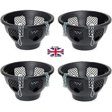 4 Pack-12" BLACK BASKETS W/CHAIN FOR PLANTS FLOWERS HANGING