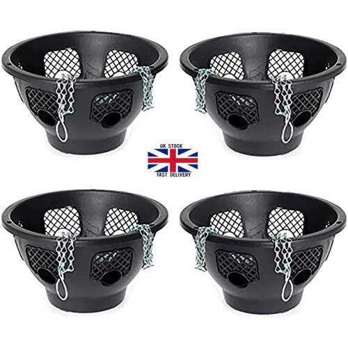 4 Pack-12" BLACK BASKETS W/CHAIN FOR PLANTS FLOWERS HANGING