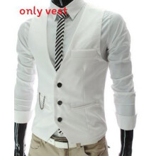 (White,5XL)Herren Slim Fit V-Ausschnitt Weste mit Polyester Material für Hochzeit und Party Outfits