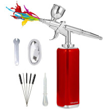 Airbrush Set Cordless Airbrush Kit with Compressor, Airbrush Cake Decoration High Airflow Miniature Painting Tool Red