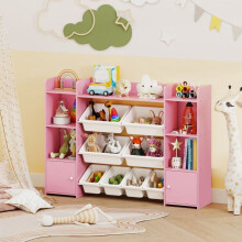 Spielzeugaufbewahrungsbox für Kinder, 4-stöckig, 6 Fächer, 8 Boxen, Rosa