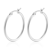 (silver) Fashionable stainless steel plain ring earrings, 30mm simple trend