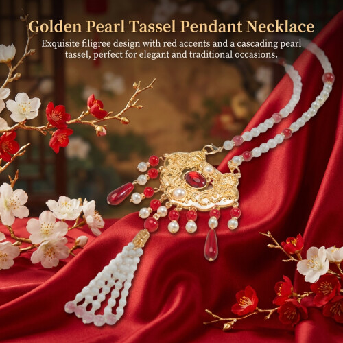 Stage Hanfu Necklace with Tassel & Cloud Design