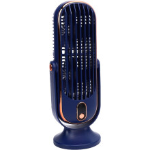 Ventilatore da tavolo a torre senza pale, ricaricabile tramite USB, silenzioso, con 5 velocità e motore brushless per casa e ufficio, blu.