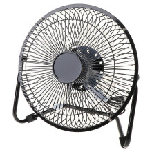 (Black) USB-Tischventilator aus Metall, 8 Zoll, tragbar, mit 2 Geschwindigkeitsstufen, 360-Drehung, für Homeoffice-Tisch