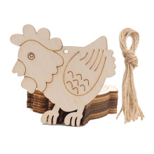 (A) Easter Bunny Egg Wood Chip Decorative Pendants, 10pcs, Openwork Carved, 8cm, for Home Party DIY Handmade Crafts, for Easter and Valentine's Day