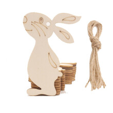 (E) Easter Bunny Egg Wood Chip Decorative Pendants, 10pcs, Openwork Carved, 8cm, for Home Party DIY Handmade Crafts, for Easter and Valentine's Day